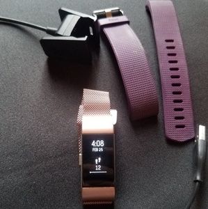 Fitbit Charge 2 Rose Gold Band and Purple